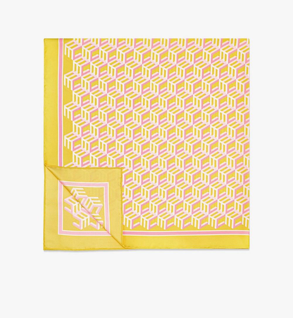 Cubic Monogram Print Silk Scarf 1